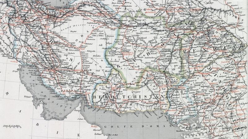1840 میں شائع ہونے والے اس فرانسیسی نقشے میں گوادر کو بلوچستان نامی خطے کا حصہ دکھایا ہوا ہے