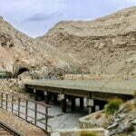 A train entering the tunnel at Bolan, Balochistan.