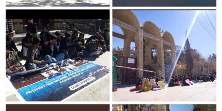 Students protesting for recovery of missing Sohailbaloch