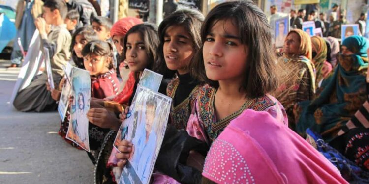 Families hold a protest against enforced disappearances in Quetta Balochistan