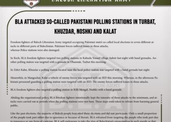 BLA attacked so-called Pakistani polling stations in Turbat, Khuzdar, Noshki and Kalat