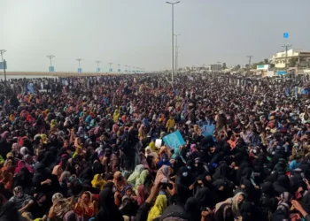 BYC supporters listen to the speech of their leader during their protest in Gwadar on Sunday [Reuters]
