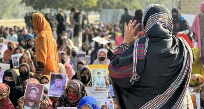 Baloch protesters stage sit-in outside the National Press Club in Islamabad. — X@BalochYakjehtiCommittee/file