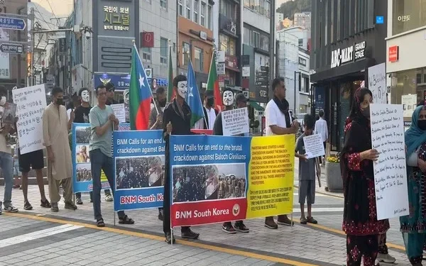 The South Korean chapter of the Baloch National Movement held a protest in South Korea’s Busan on August 5, 2024, to express solidarity with Baloch peaceful protesters facing severe repression by Paki