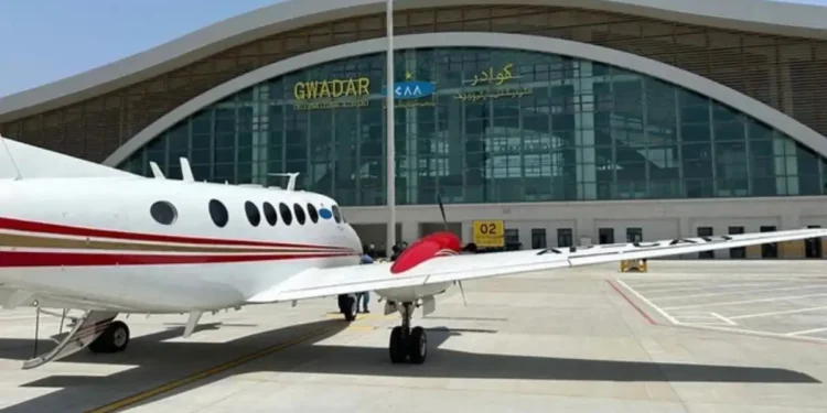 A calibration aircraft lands on the runway at the New Gwadar International Airport, in Gwadar, Pakistan on June 4, 2024. Photo via Pakistan Civil Aviation Authority/File